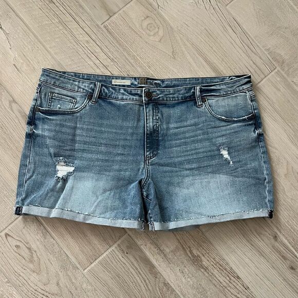 NEW Kut from the Kloth Katy boyfriend denim raw hem cuffed jean shorts new 20W - Picture 2 of 10